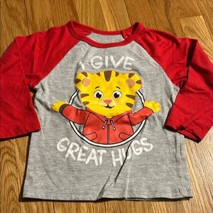 Red and Gray Kids Shirt with Tiger Print
